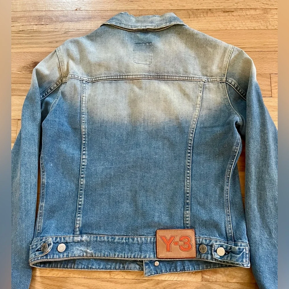 Y-3 by adidas W’s Distressed Denim Jacket Size L Yohji Yamamoto - Picture 2 of 8